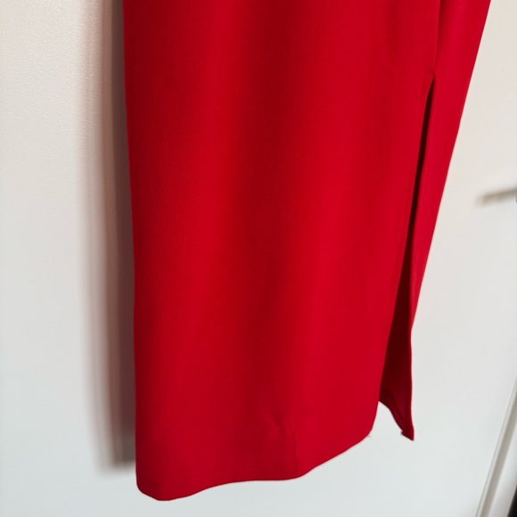 Small Red Adelyn Rae Vibrant Red Midi Blair Cut Out Ponte Sheath Zip Up Dress - Picture 9 of 14
